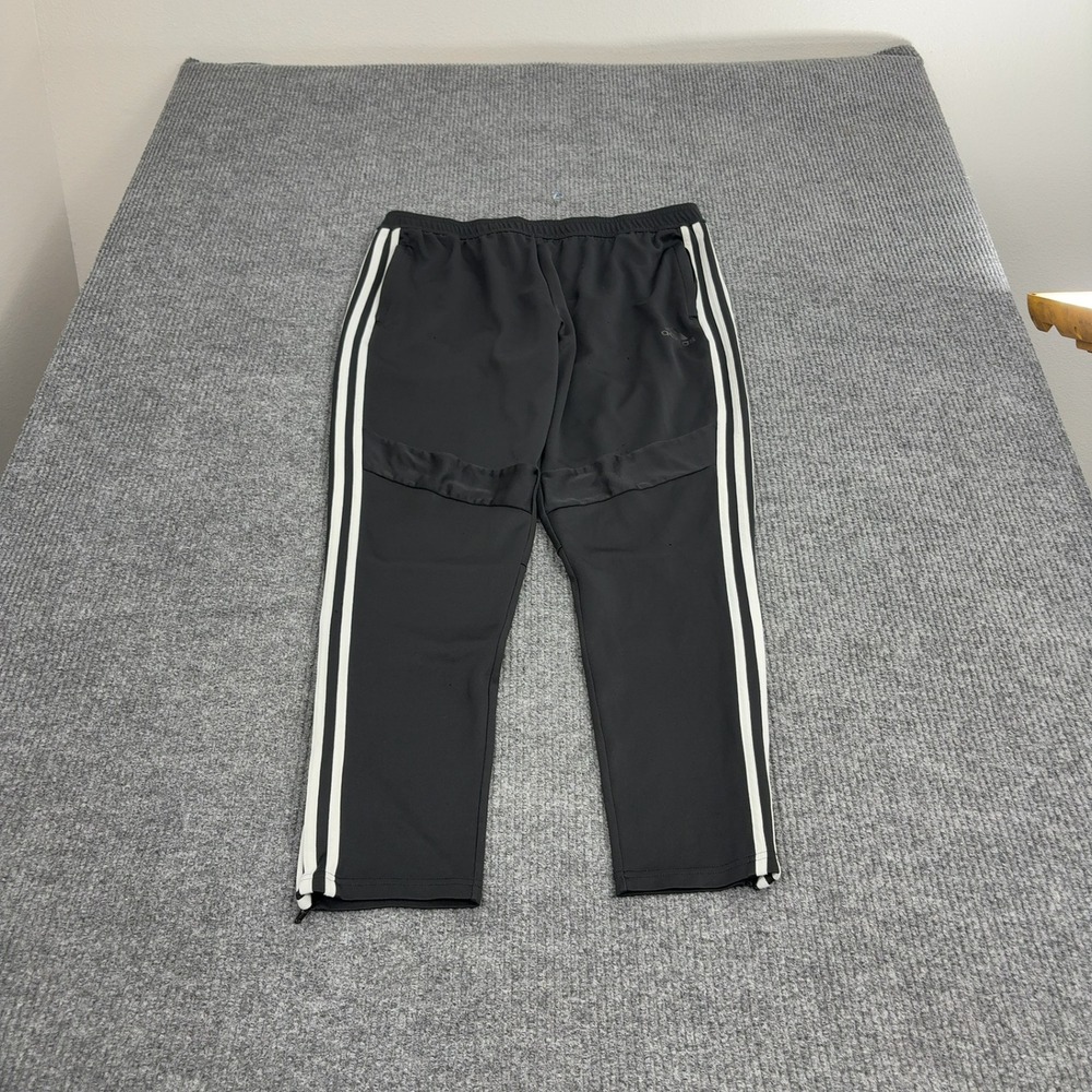 Adidas Track Pants Mens XL‎ Black Polyester 3 Stripe Ankle Zip Athletic Sport